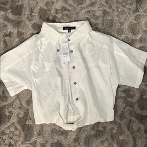 White collar crop top